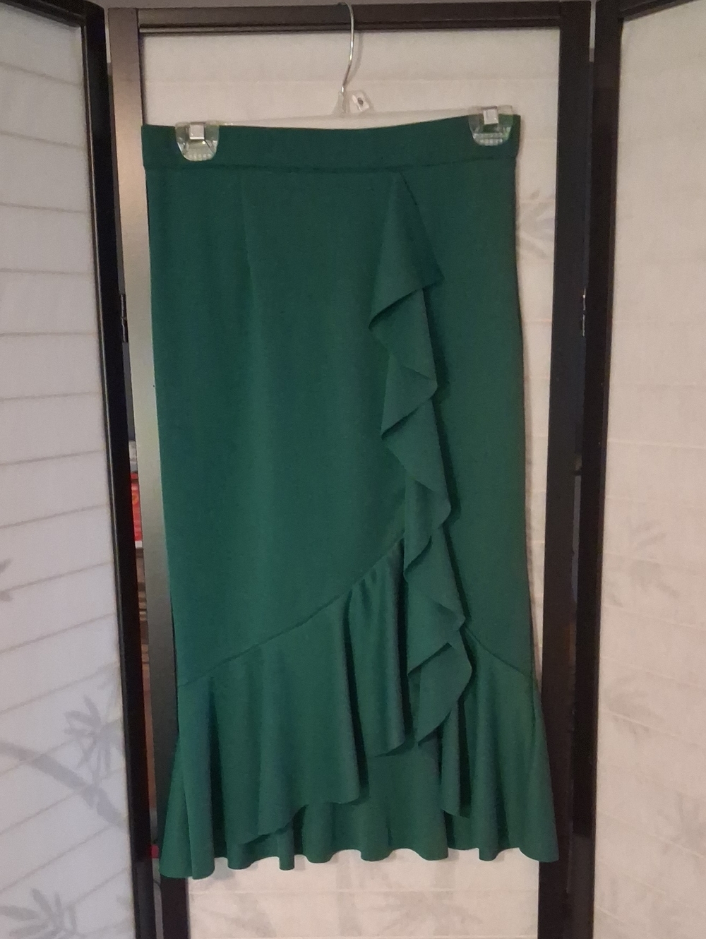 Green Ruffled Midi Skirt - Women's